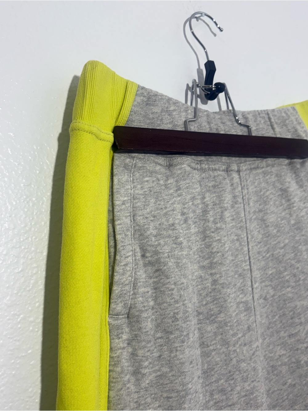 FP Movement Free People Split Second Pants Heather Grey Neon Yellow Wide Leg S - Picture 8 of 15